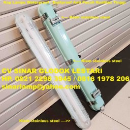 Kap Lampu Waterproof Dustproof 1x18 watt Anti Pecah Kualitas Tinggi + Klem Stainless Stell
